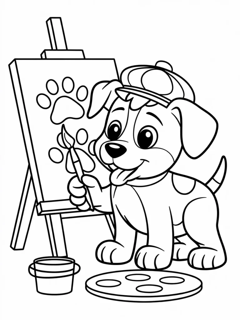 lineart of an artist puppy painting colo k6OBLrlsQGGHpciNl F0Fw dMUpicF9TsaNnzUTi4SQ8A