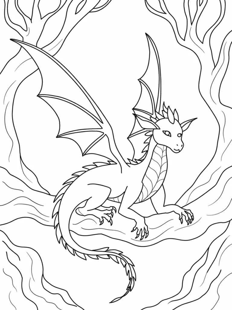 lineart of an elven dragon with leaf lik ohaldeV QGG6J19IK5qoDA W4PzPx07SriB 8FeBKLgVw
