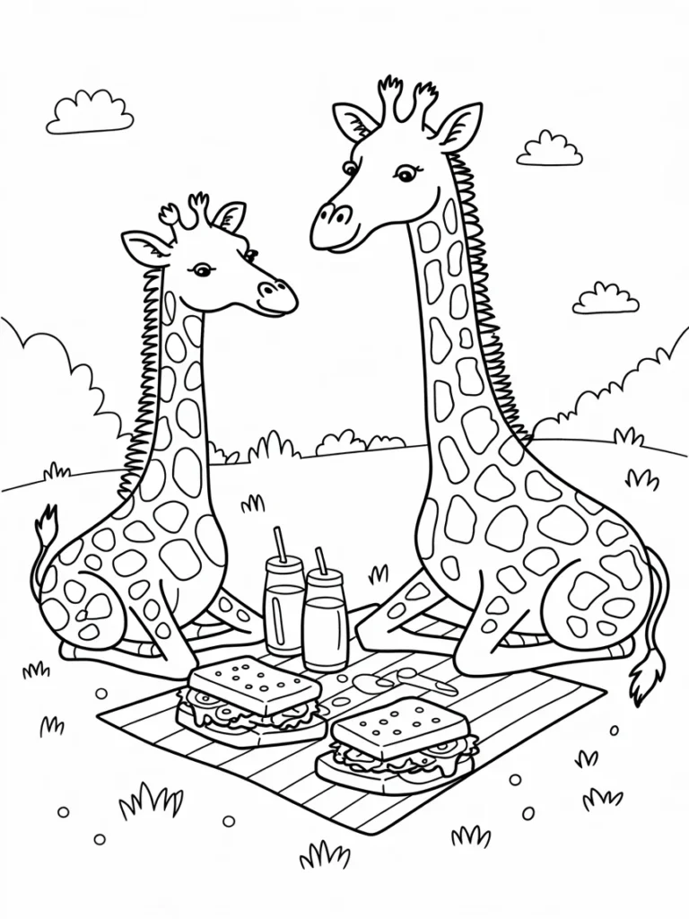 lineart of two giraffes having a picnic 7AnUNIMRWqNNe1sSIZ5tw F9rbcpNASMqWJB ri4gcaQ