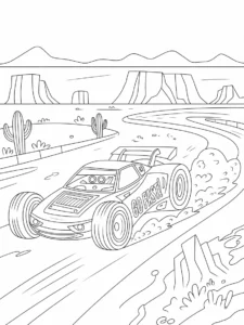 A desert racer car coloring page