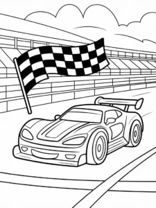 A race car finishing a race coloring page