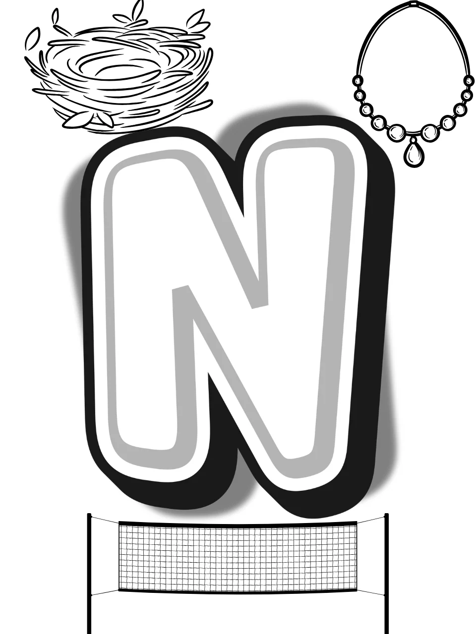 Letter N coloring Page