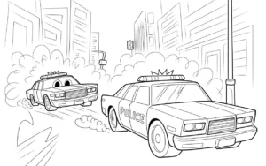 Two police cars coloring page