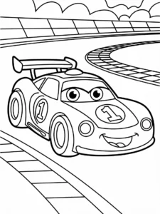 Winner car of the race coloring page