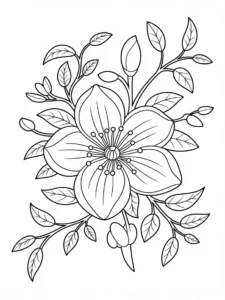 a black and white line art illustration of a jasmine